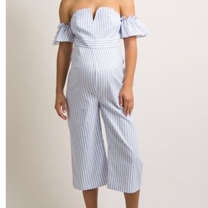 Pinkblush maternity pinstripe cropped jumpsuit